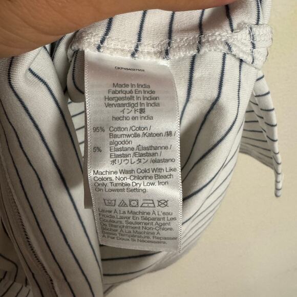 Madewell Ribbed Boatneck Tee Womens S White Blue Striped Stretch Short Sleeve - Picture 7 of 8